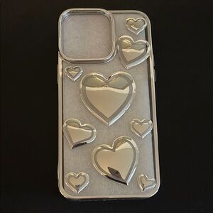 Silver Heart Design Phone Case